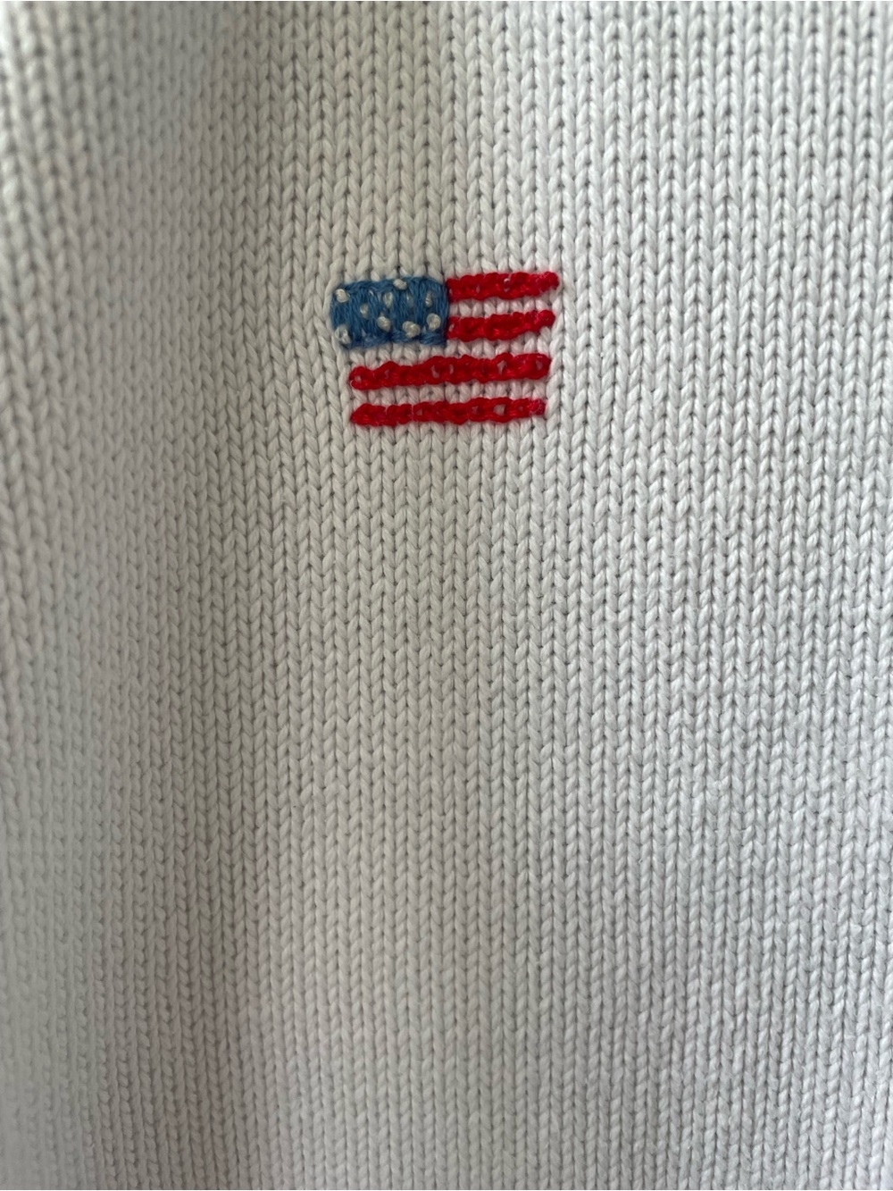 Vintage Lands' End Women's White Sweater with Flag Embroidery Cottage Core - Picture 3 of 5